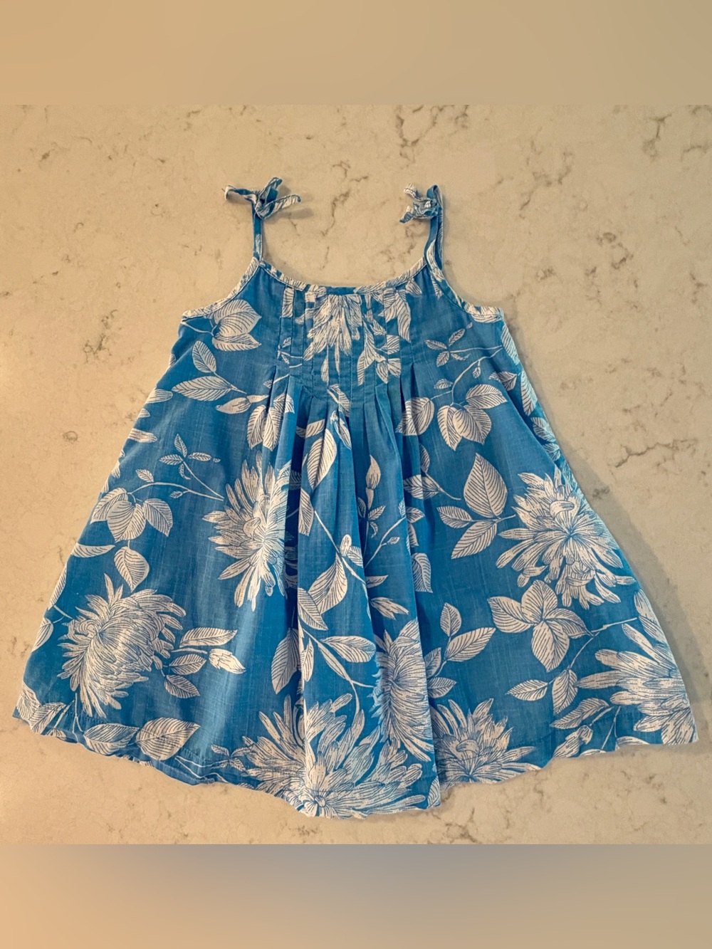 baby GAP Girls Blue Floral Tie-Shoulder Sundress